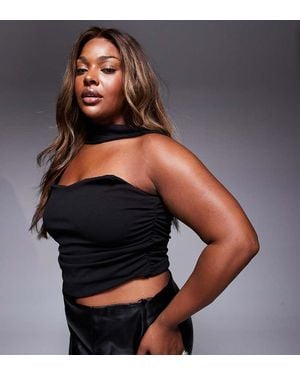 ASOS Asos Design Curve Bandeau Top With Scarf Neck Detail - Black