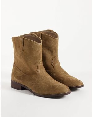 Mango Teen kurzer western-boot aus wildleder - Braun