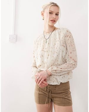 Motel Seita Bambi Print Oversized Blouse - Natural