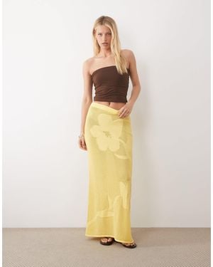 ASOS Floral Knitted Maxi Skirt - Metallic