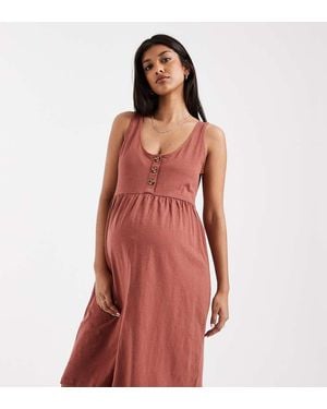 Mama.licious Mamalicious Maternity 2 Function Nursing Button Through Mini Sundress - Red