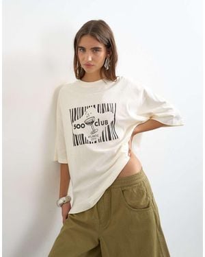 TOPSHOP '500 Club' Graphic T-shirt - Natural