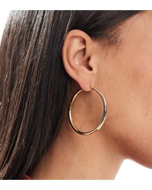 ASOS 14k Plated Earrings With Graduated Skinny Hoop Detail - Black