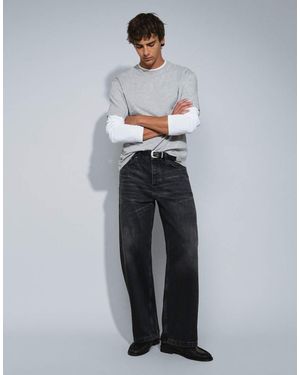 TOPMAN Vaquero De Corte Baggy Rígido En - Gris