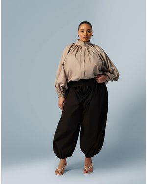 ARRANGE Curve Oversized Bomber Jacket With Balloon Sleeves - Natural