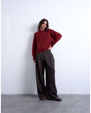 TOPSHOP Jersey Sencillo Con Costuras A La Vista De Punto Mullido De Mezcla De Lana De - Rojo