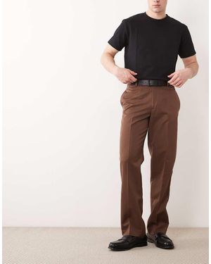 ASOS Tailored Straight Leg Trousers - Brown