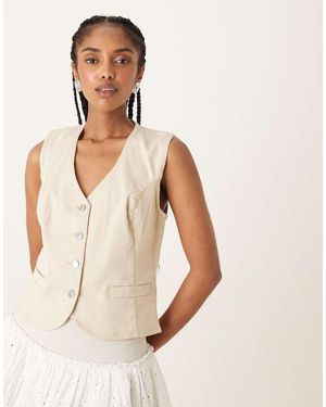 Threadbare Tailored Denim Waistcoat - Natural