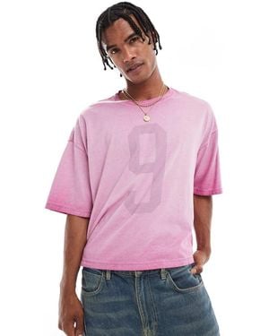 Hollister Camiseta Lavado Holgada Con Sisas Caídas Y Detalle De Estilo Universitario De Punto Liso De - Morado