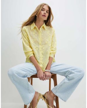 River Island 3D Floral Embellished Shirt - Yellow