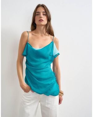 TOPSHOP Layered Contrast Chiffon Strappy Cami - Blue