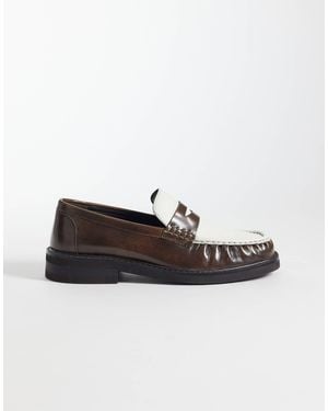 ASOS Penny Loafers With Ruched Apron - White