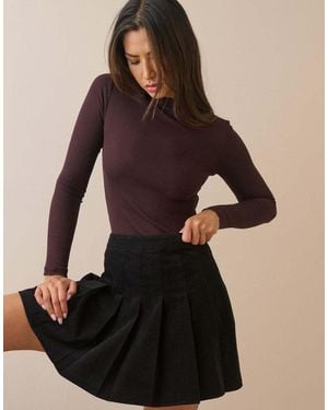 Nobody's Child Ribbed Long Sleeve Top - Brown