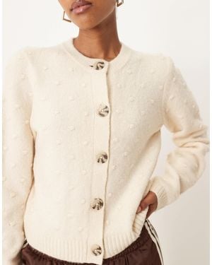 Vila Long Sleeve Jacquard Knit Cardigan - Brown