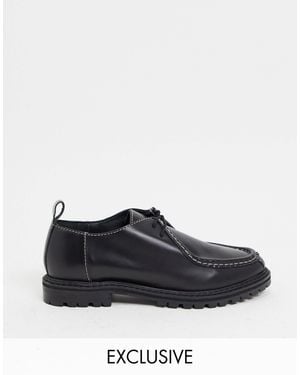 ASRA Exclusivité - freddie - chaussures plates à lacets en cuir - Noir