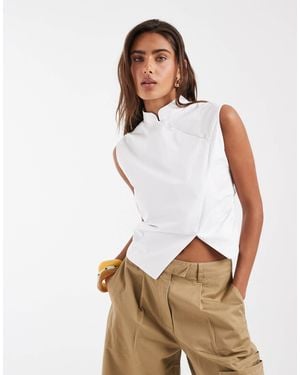 ASOS Sleeveless Mandarin Collar Shirt - White