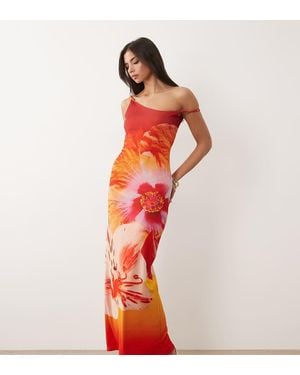 Kaiia Exclusive Double Layered Slinky Twist Off Shoulder Maxi Dress