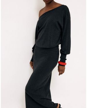 NA-KD Kleid mit nahtdetail und fledermausärmeln - Blau