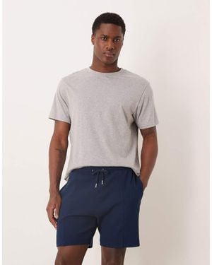 ASOS Slim Fit Waffle Knit Jersey Shorts With Pintucks - Blue