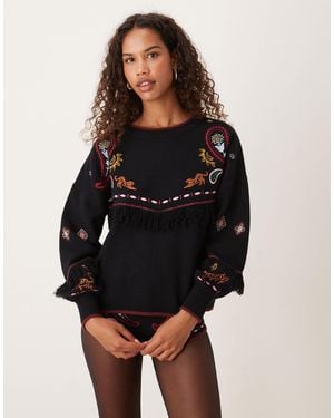 Never Fully Dressed Safari Embroidered Knitted Jumper Co-ord - Black