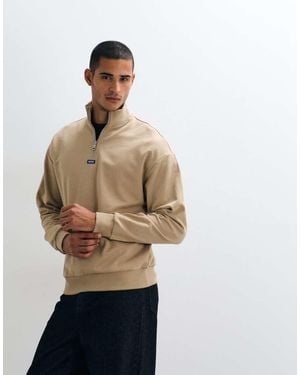 HUGO Neeler Quarter Zip Sweatshirt - Natural