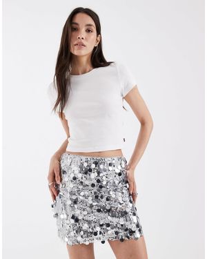 ASOS Mixed Sequins Mini Skirt - White