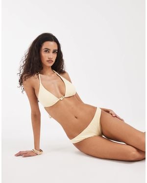 Hollister – triangel-bikinioberteil aus em jacquard mit neckholder, kombiteil - Braun