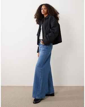 ASOS Cotton-blend Utility Pocket Short Cape Back Trench Coat With Water Repellent Finish - Blue