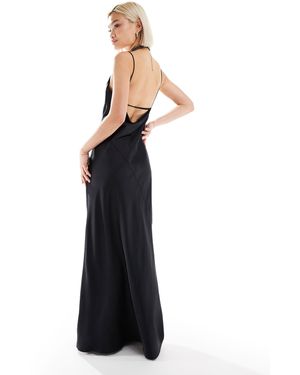 Weekday Lava Satin Midi Slip Dress With Seam Detail - Blue
