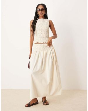 ASOS Shirred Waist Maxi Skirt - Natural