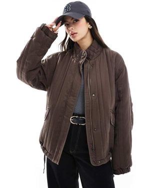 ASOS Giacca Trapuntata Marrone Con Collo A Imbuto