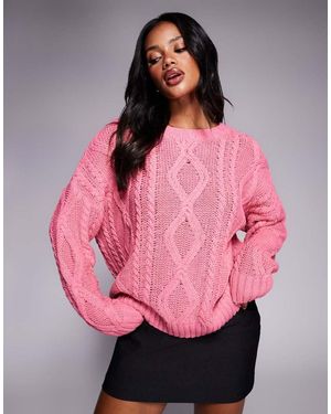 Princess Polly Anaya Oversized Cable Knit Detail Jumper - Pink