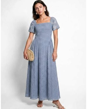 Lovedrobe Broderie Angel Sleeve Maxi Dress - Blue