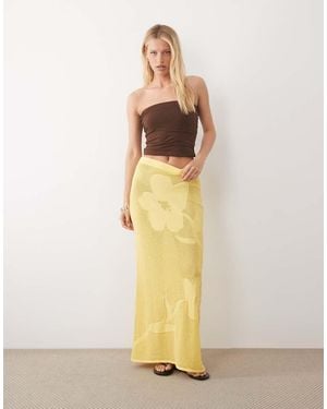 ASOS Floral Knitted Maxi Skirt - Metallic