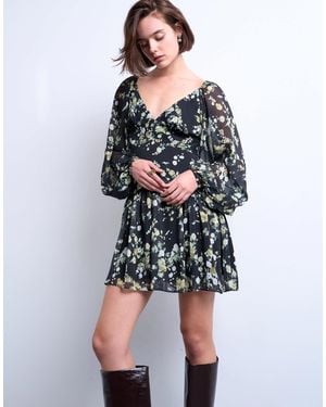 TOPSHOP Blouson Sleeve Mini Day Dress - Black