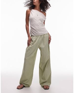 TOPSHOP Poplin Pull On Wide Leg Trouser - Natural