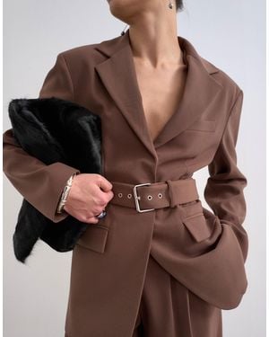 TOPSHOP Co Ord High Break Belted Blazer - Brown