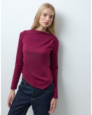 Vero Moda Top De Manga Larga Asimétrico Con Cuello Barco En Burdeos-Rojo - Morado