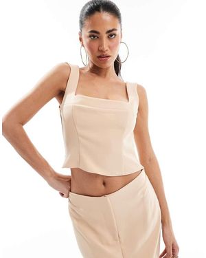 ASOS Top Elegante Tortora Con Scollo Squadrato - Neutro