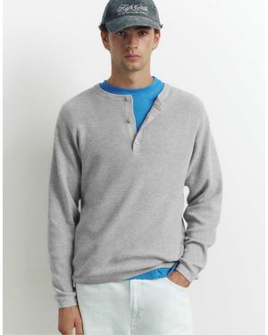 Pull&Bear Pullover mit henley-ausschnitt - Grau