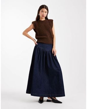 ASOS Denim Drop Waist Maxi Skirt - Blue