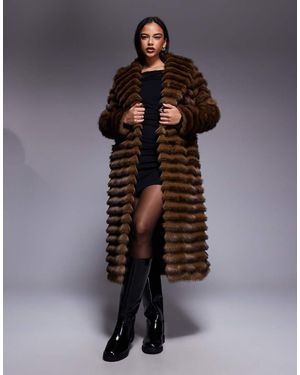 River Island Faux Fur Layered Coat - Brown