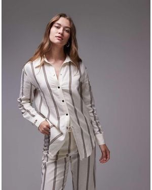 laagam Saga Striped Pleat Shirt - Grey