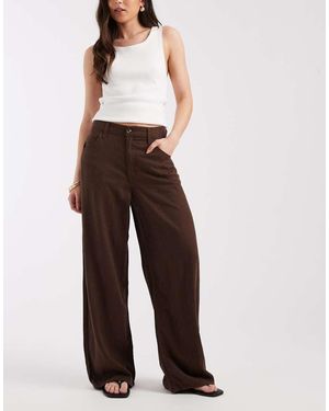 Levi's Pantalones Marrones De Pernera Ancha De Lino De - Marrón