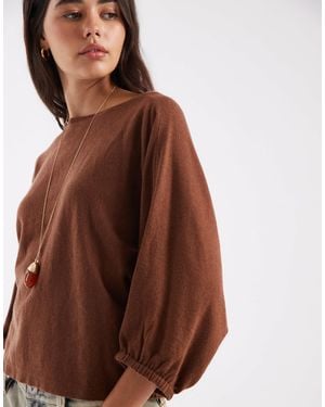 ASOS Knitted Oversized Sweater With Blouson Sleeves - Brown