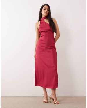 ONLY Scarf Detail One Shoulder Midaxi Dress - Red