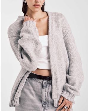 ASOS Chunky Oversized Edge To Edge Cardigan - Gray