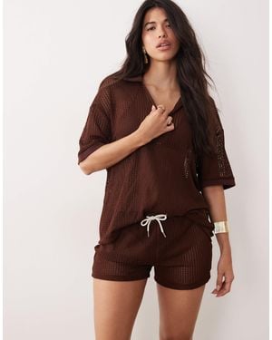 Kaiia Exclusive Crochet Shorts - Brown