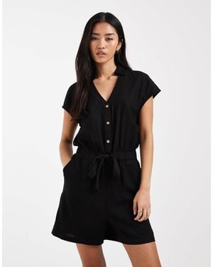 ONLY – playsuit aus leinenmix - Schwarz