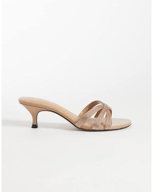 Mango Embellished Kitten Heel - Natural